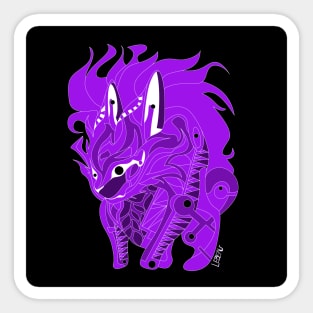 esquilax rabbit hunger of fire ecopop kaiju beast art in black purple Sticker